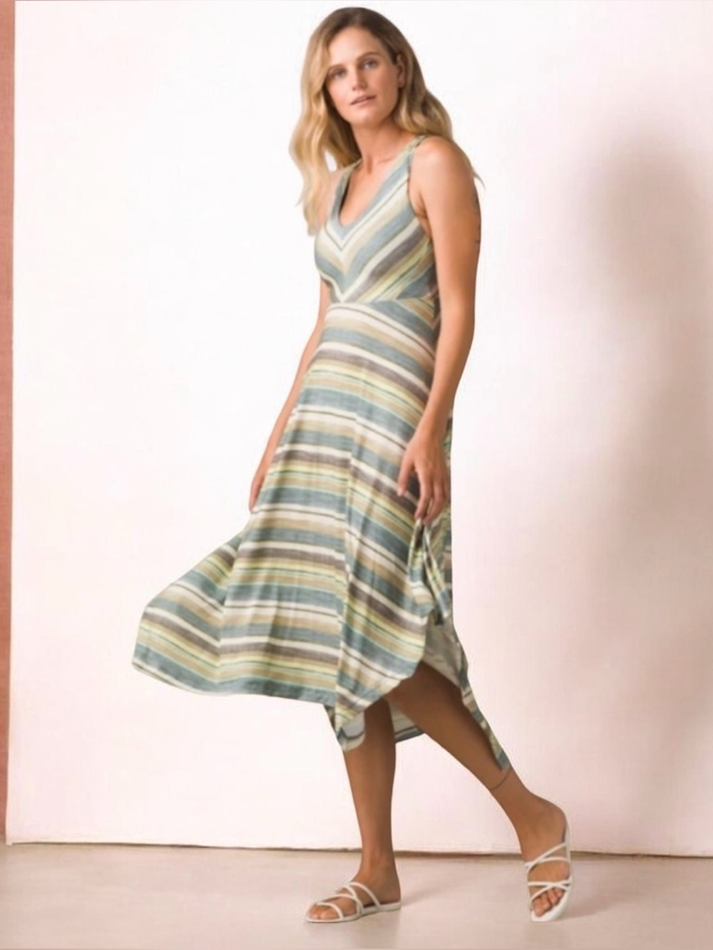 PrAna Striped Saxon Dress Size Medium